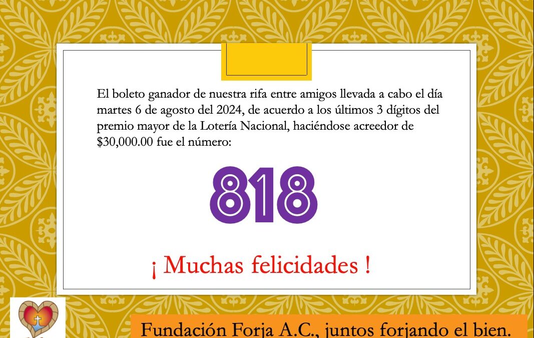 En hora buena, ¡ya tenemos el número ganador de nuestra Rifa 2024!